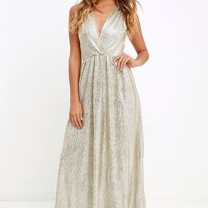 ALL THAT SHIMMERS IS GOLD LIGHT GOLD MAXI DRESS